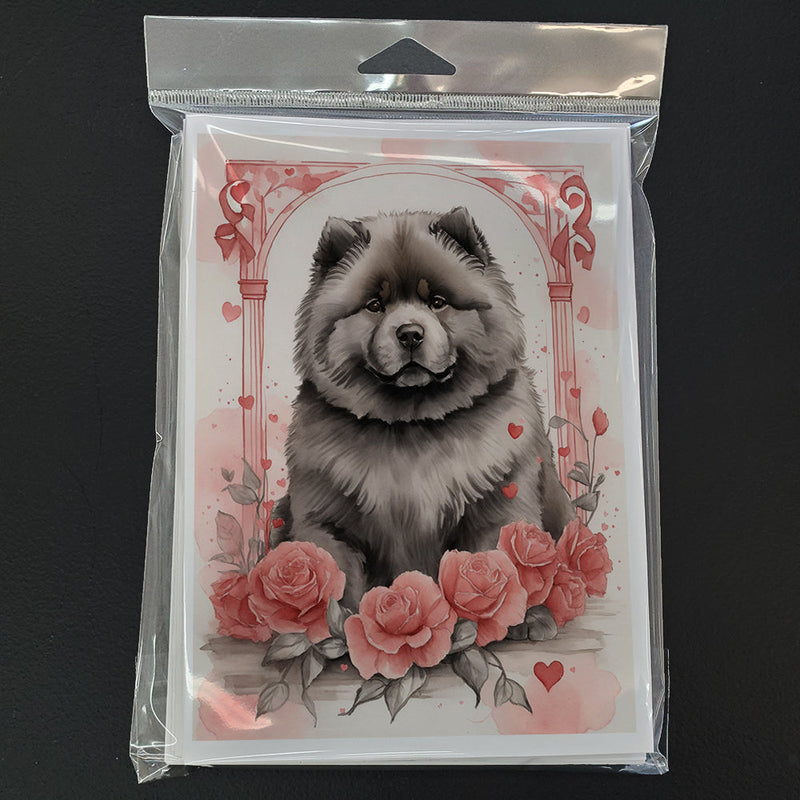 Chow Chow Valentine Roses Greeting Cards Pack of 8