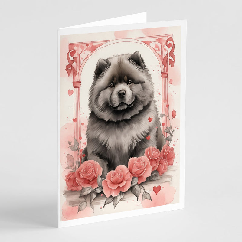 Chow Chow Valentine Roses Greeting Cards Pack of 8