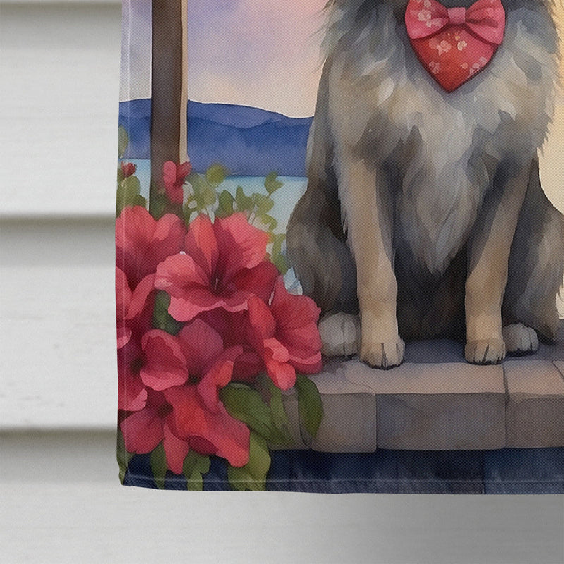 Keeshond Two Hearts House Flag