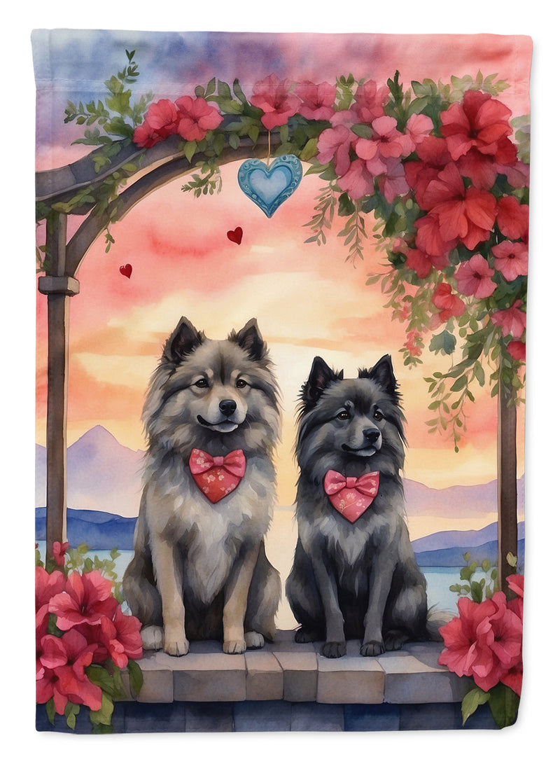 Keeshond Two Hearts House Flag