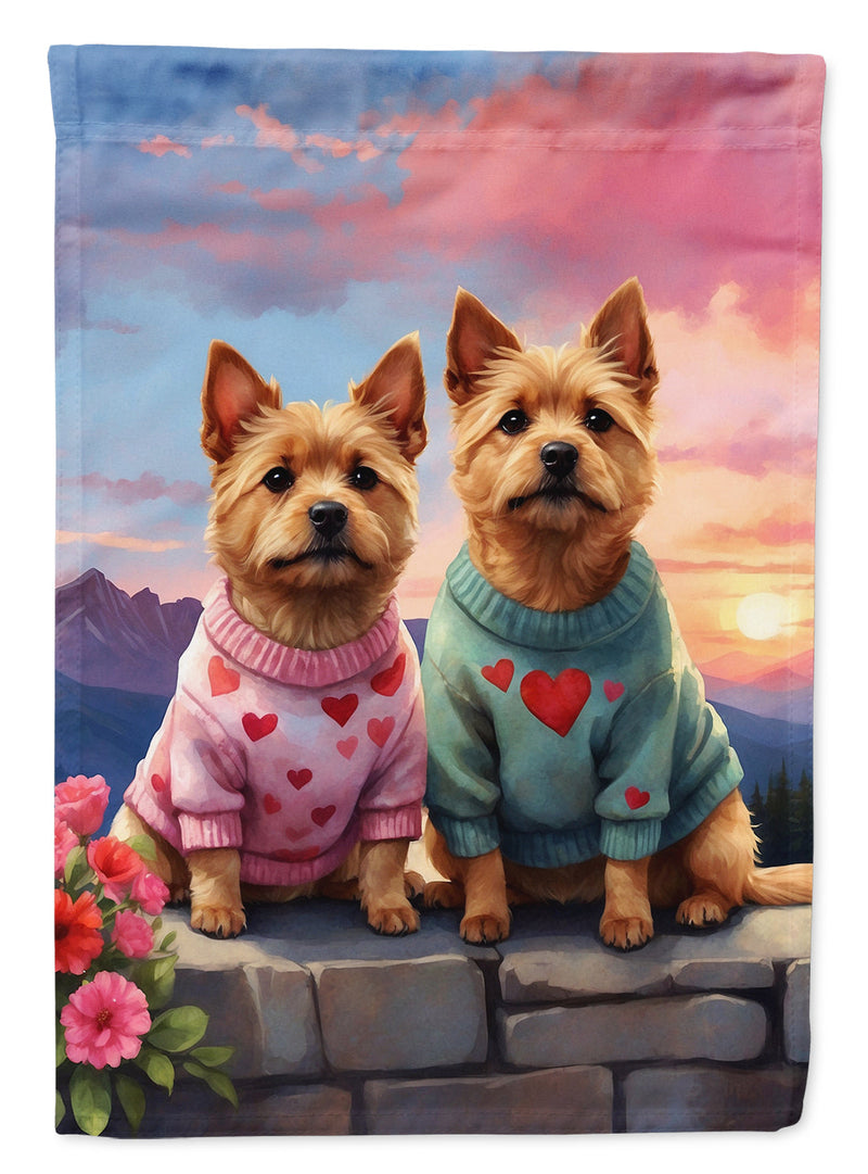 Norwich Terrier Two Hearts Garden Flag