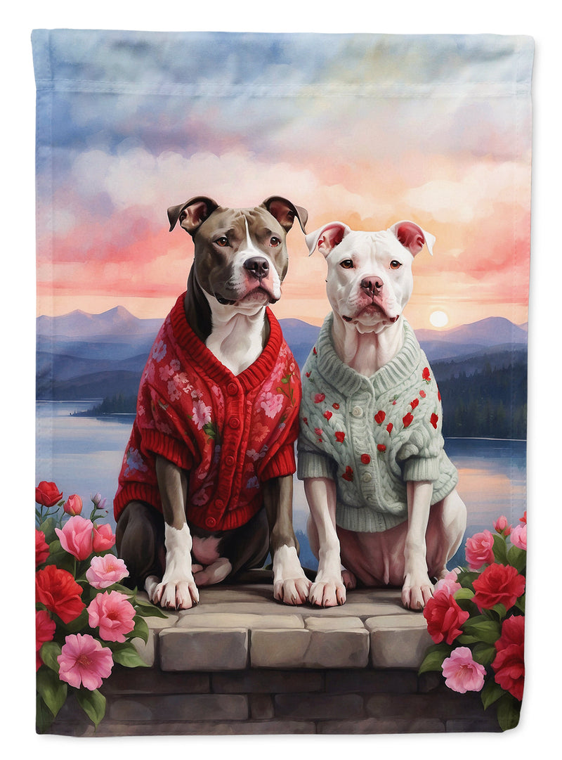 Pit Bull Terrier Two Hearts Garden Flag