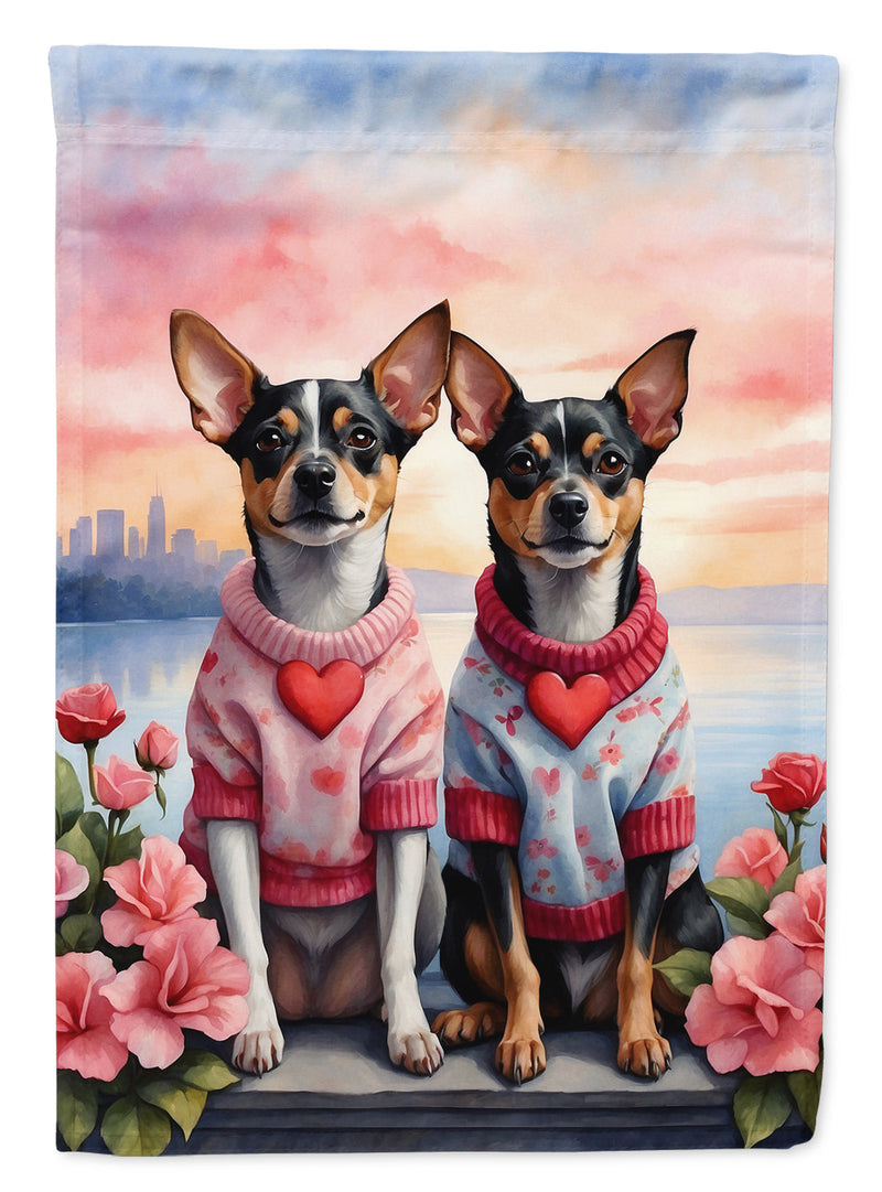 Rat Terrier Two Hearts House Flag