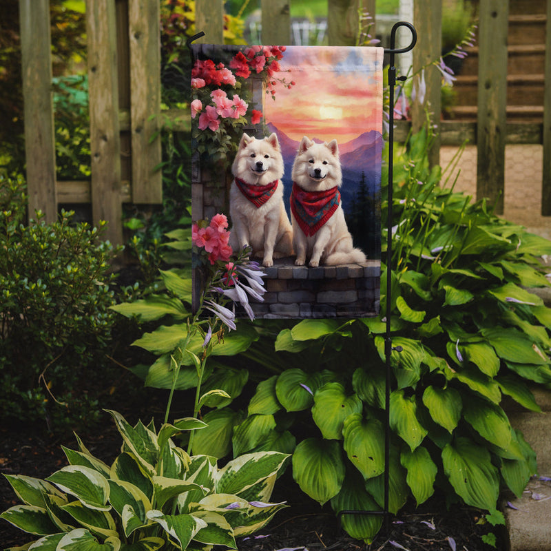 Samoyed Two Hearts Garden Flag