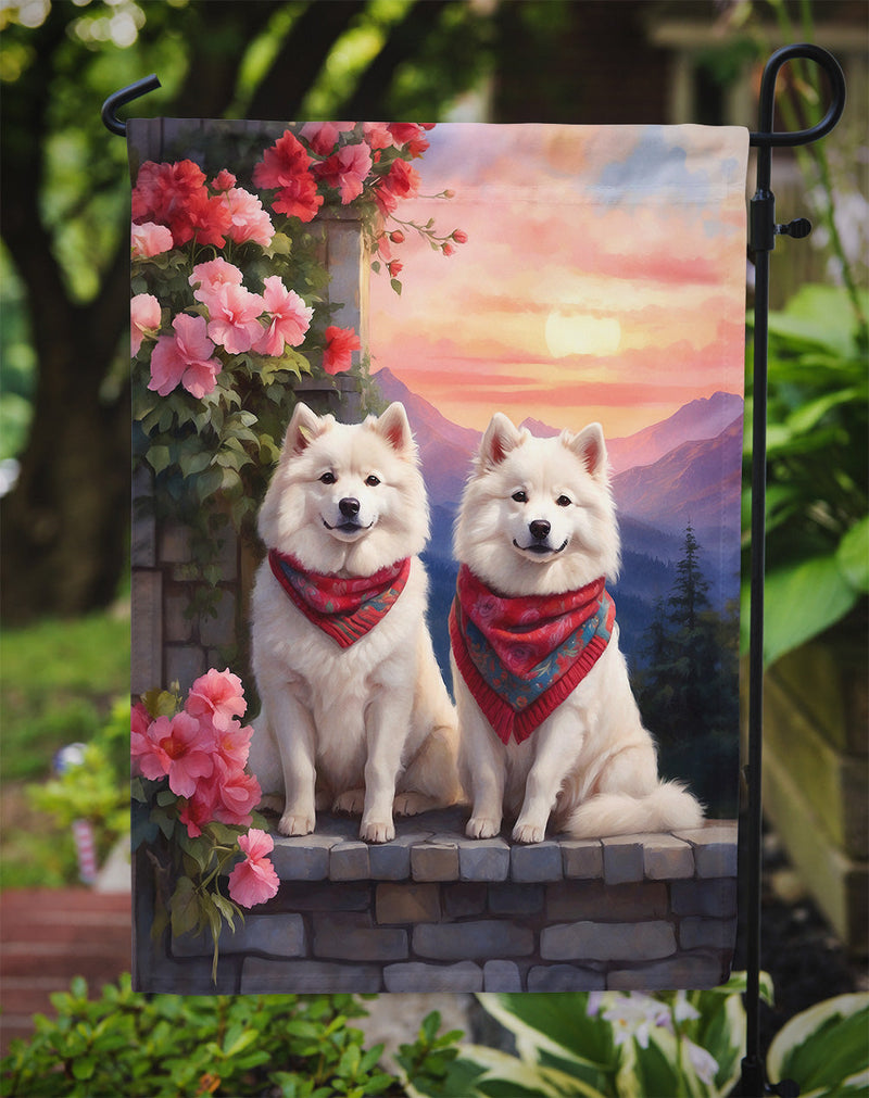 Samoyed Two Hearts Garden Flag