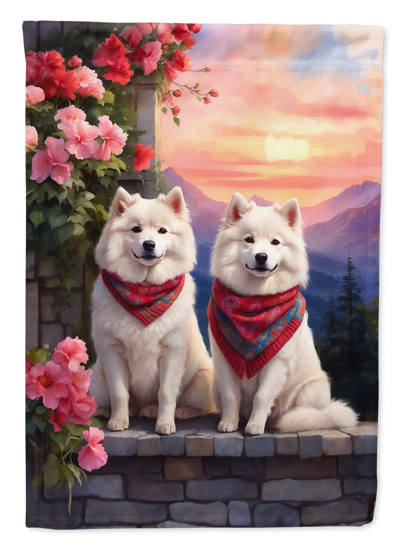 Samoyed Two Hearts Garden Flag