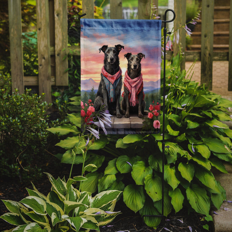 Scottish Deerhound Two Hearts Garden Flag