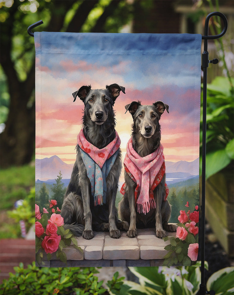 Scottish Deerhound Two Hearts Garden Flag