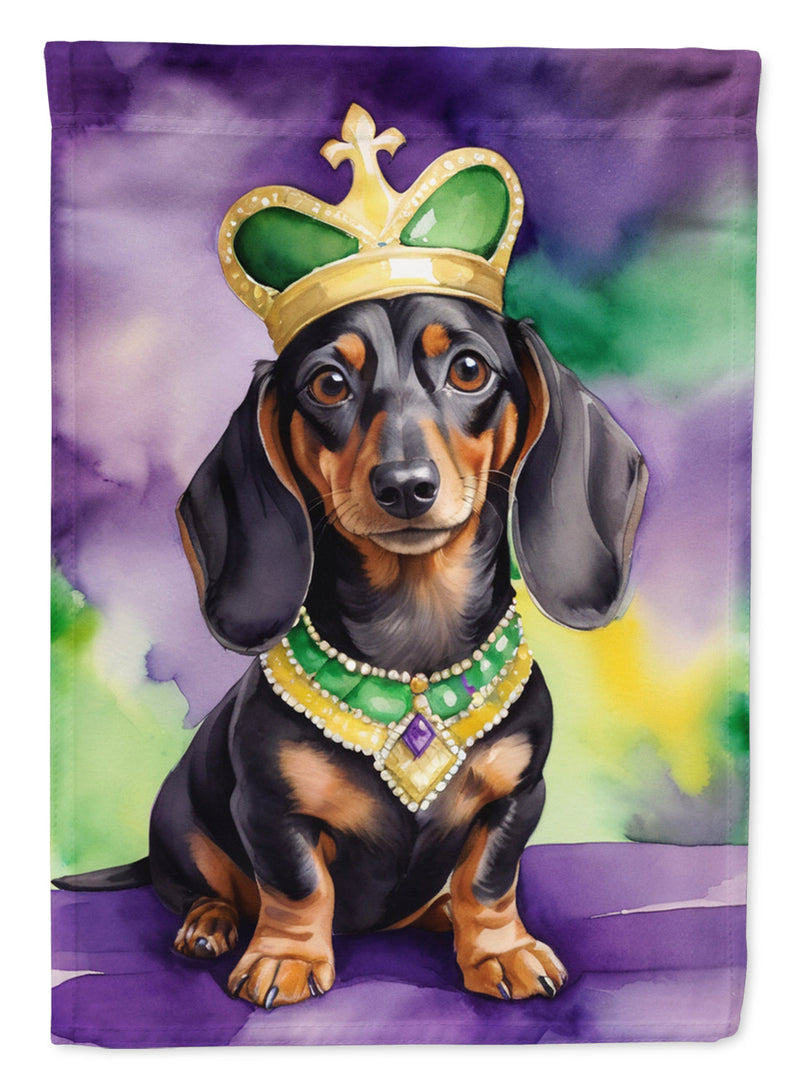 Dachshund King of Mardi Gras Garden Flag