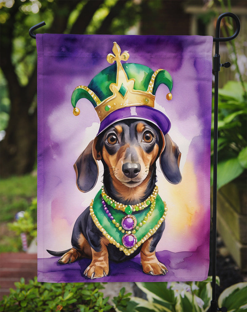 Dachshund King of Mardi Gras Garden Flag