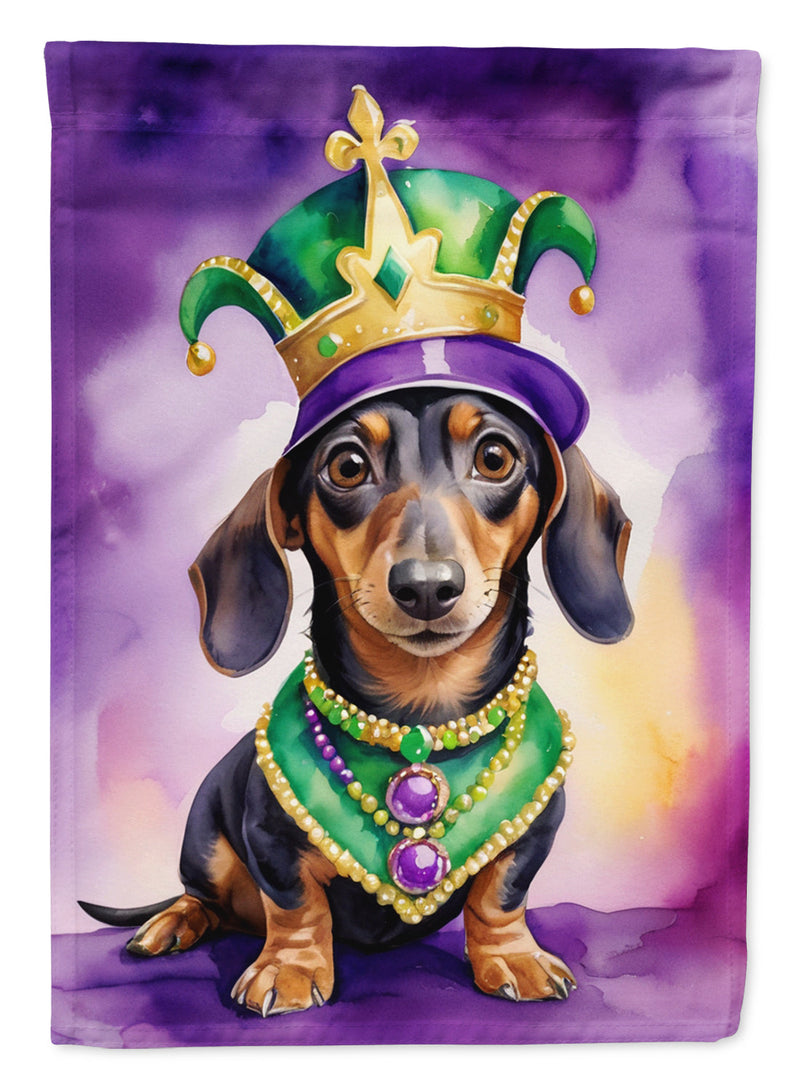 Dachshund King of Mardi Gras Garden Flag