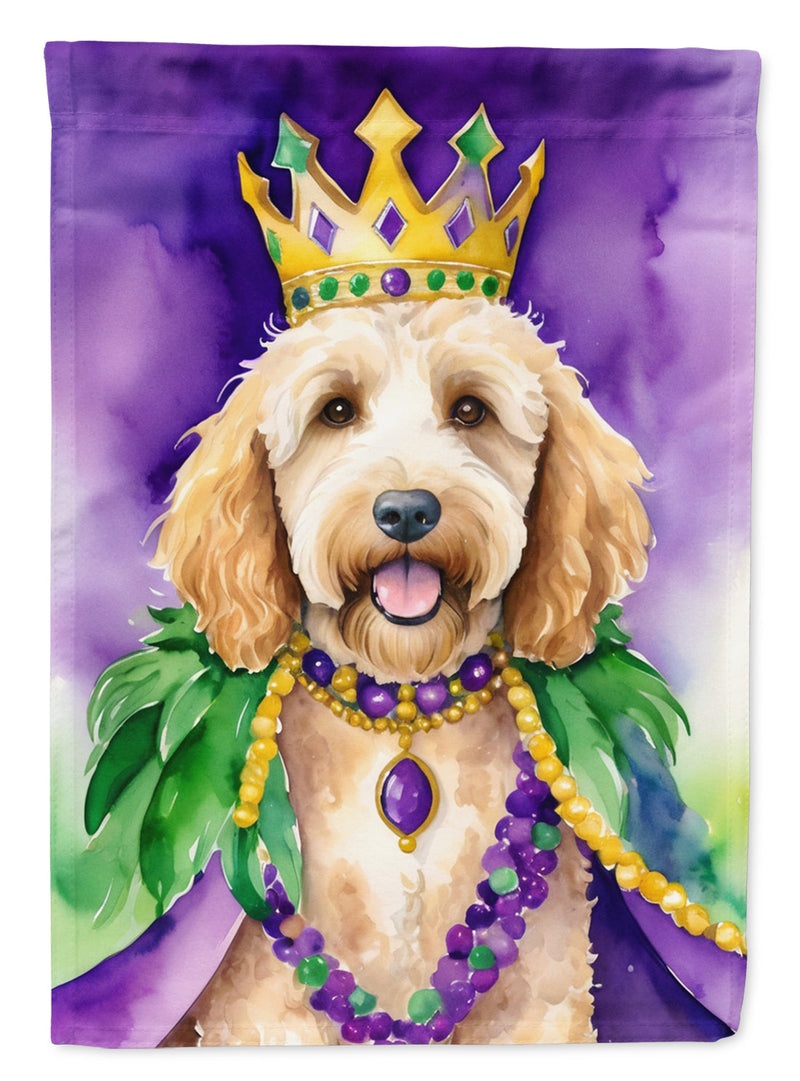 Goldendoodle King of Mardi Gras House Flag