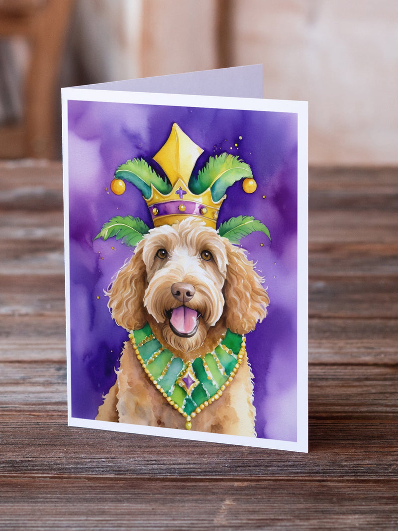 Labradoodle King of Mardi Gras Greeting Cards Pack of 8