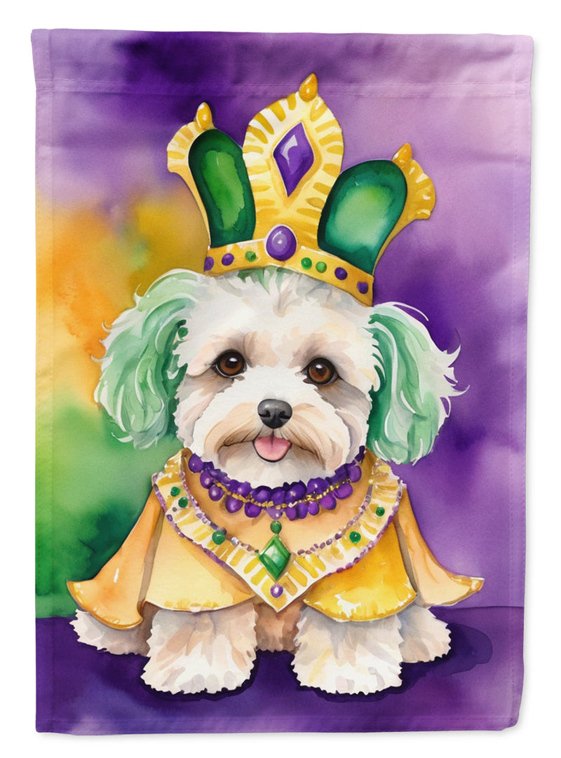 Maltipoo King of Mardi Gras Garden Flag