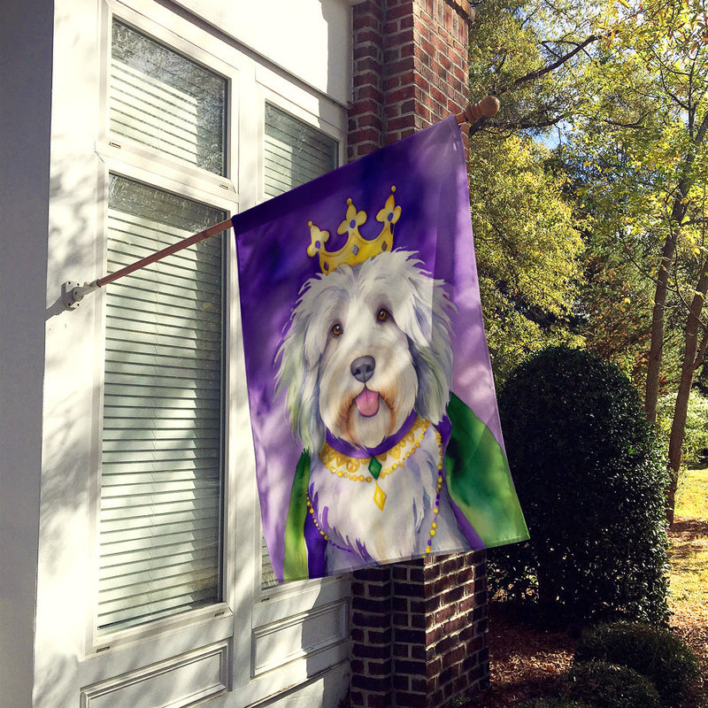 Old English Sheepdog King of Mardi Gras House Flag