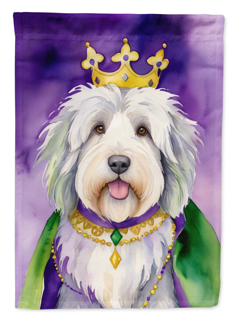 Old English Sheepdog King of Mardi Gras House Flag