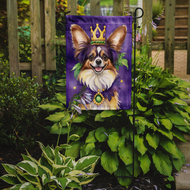 Papillon King of Mardi Gras Garden Flag