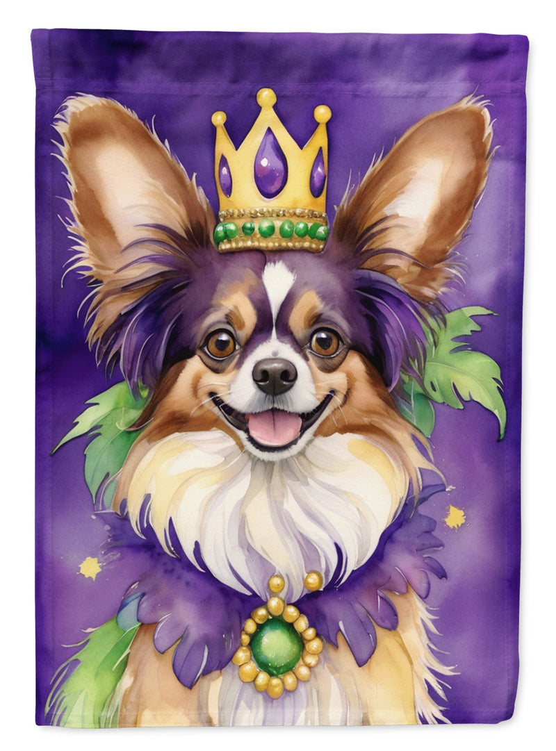 Papillon King of Mardi Gras Garden Flag