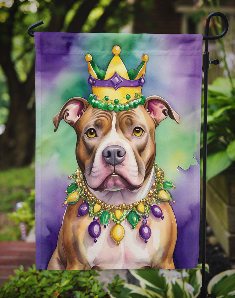 Pit Bull Terrier King of Mardi Gras Garden Flag