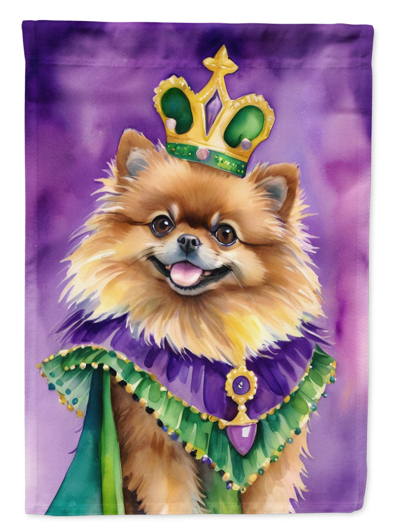 Pomeranian King of Mardi Gras Garden Flag