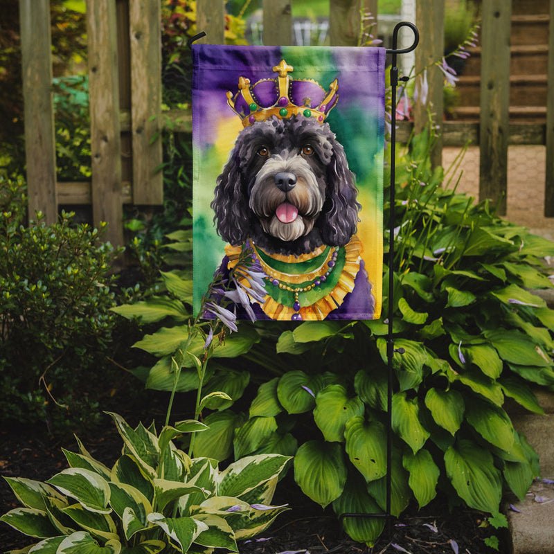 Portuguese Water Dog King of Mardi Gras Garden Flag