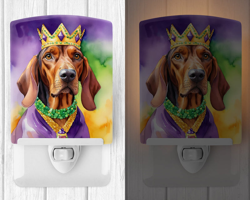 Redbone Coonhound King of Mardi Gras Ceramic Night Light