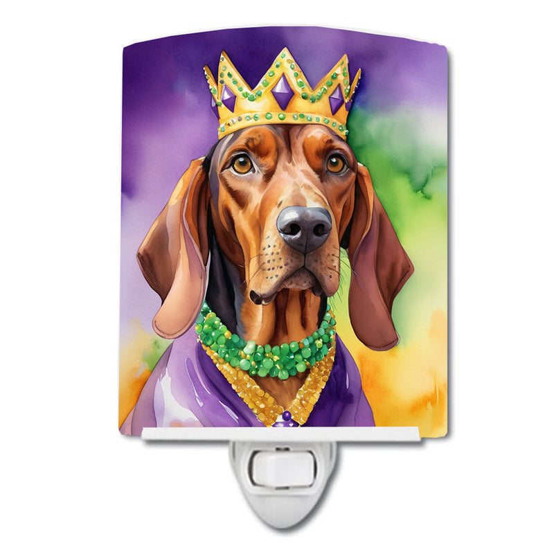 Redbone Coonhound King of Mardi Gras Ceramic Night Light