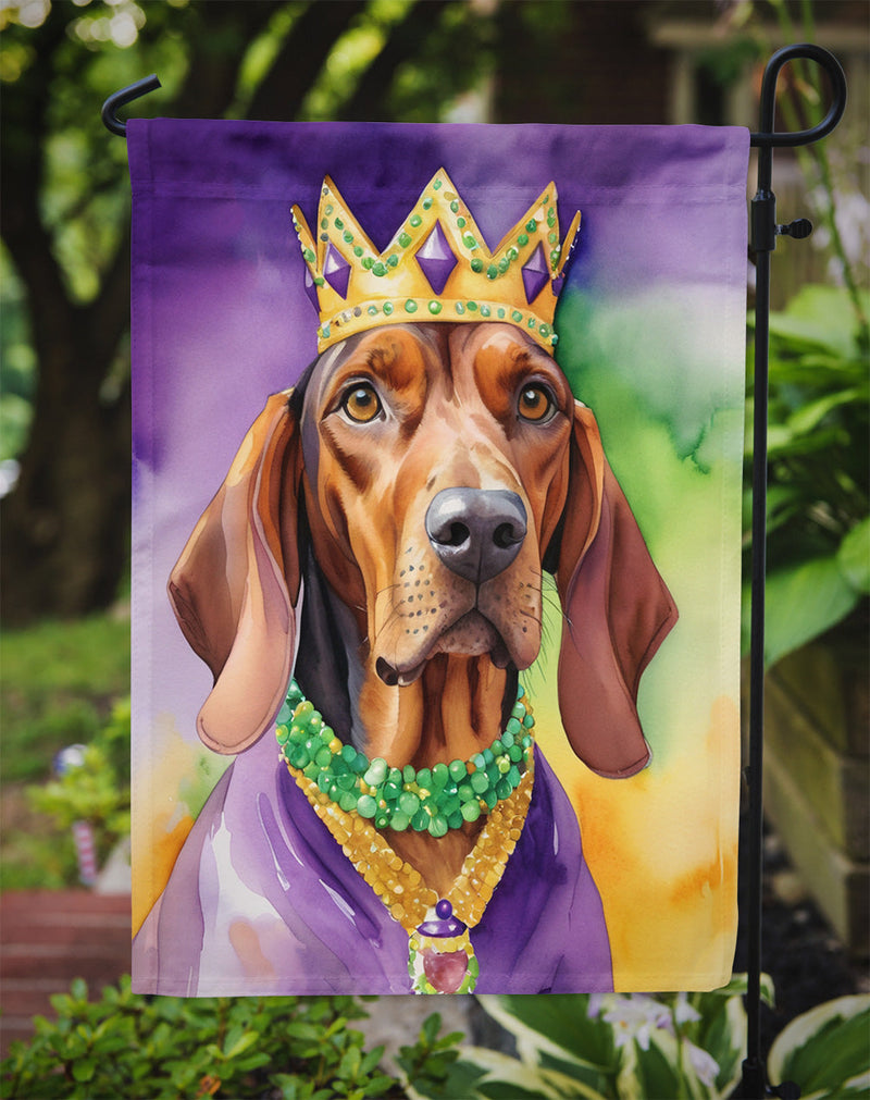 Redbone Coonhound King of Mardi Gras Garden Flag