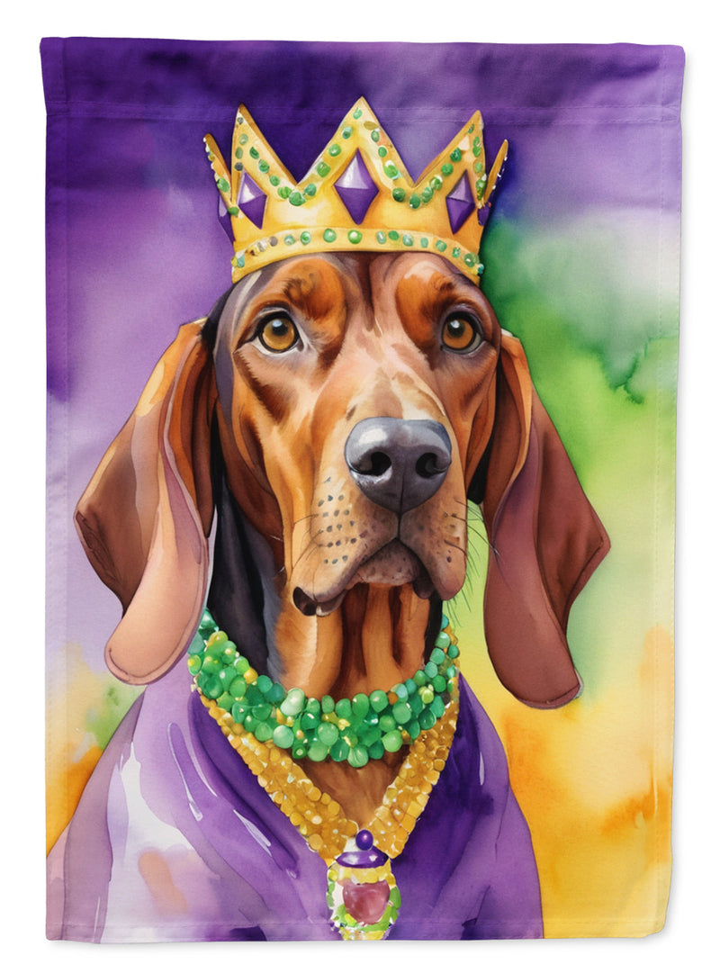 Redbone Coonhound King of Mardi Gras Garden Flag