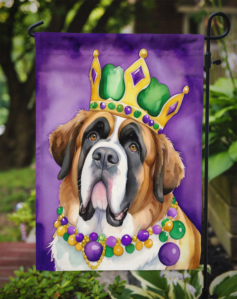 Saint Bernard King of Mardi Gras Garden Flag