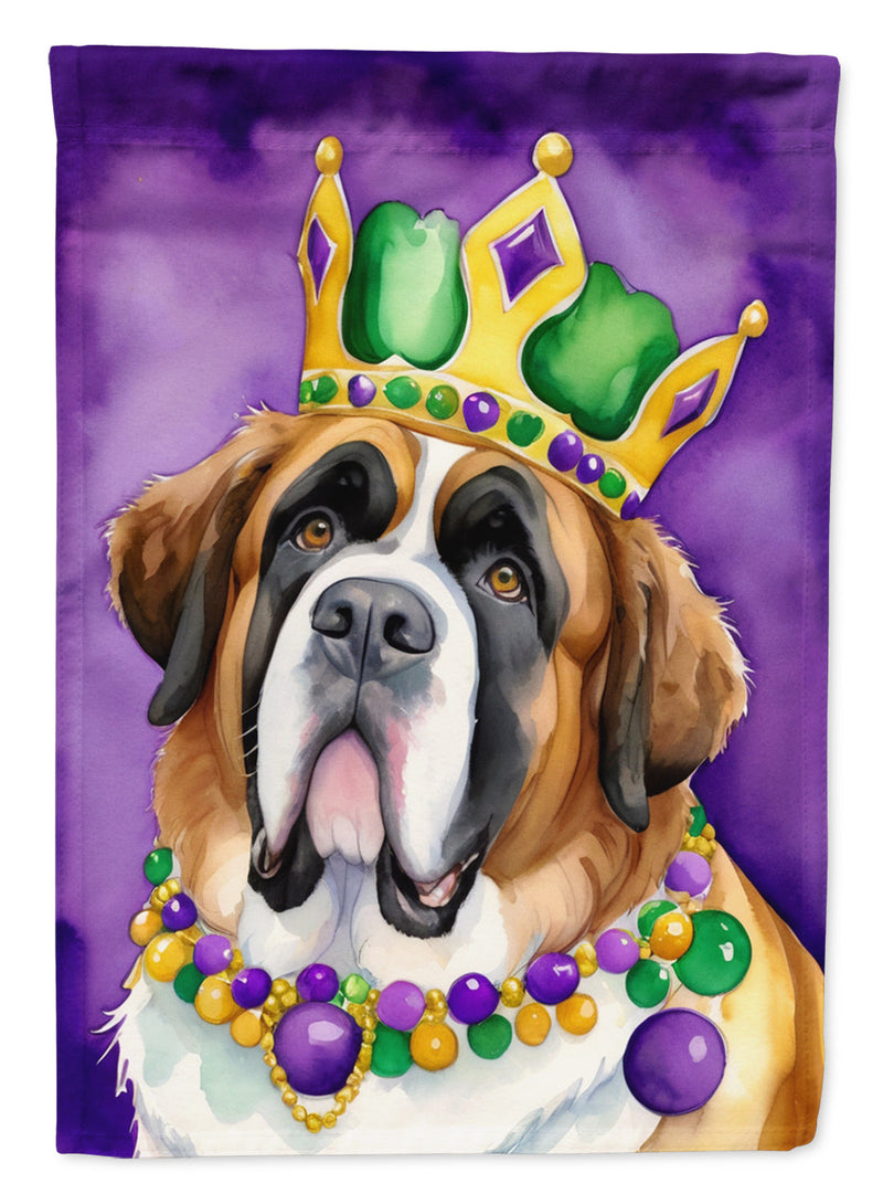 Saint Bernard King of Mardi Gras Garden Flag