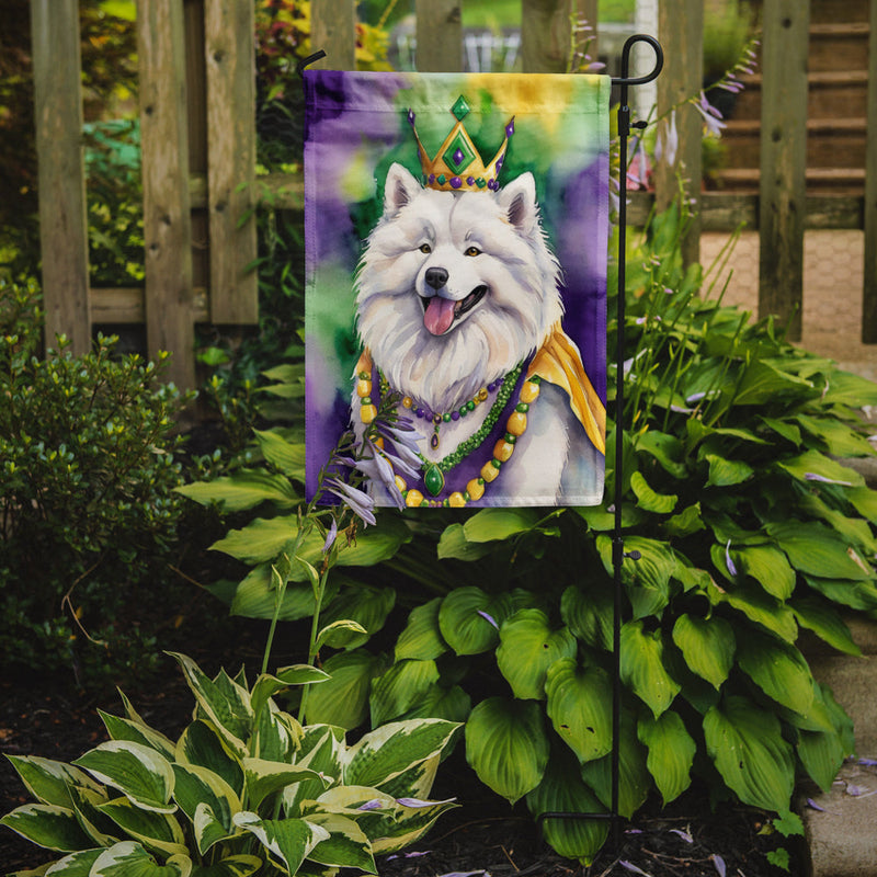 Samoyed King of Mardi Gras Garden Flag