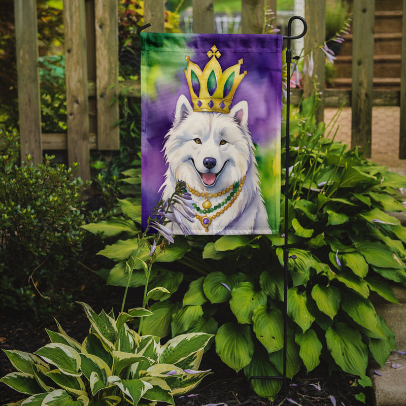 Samoyed King of Mardi Gras Garden Flag