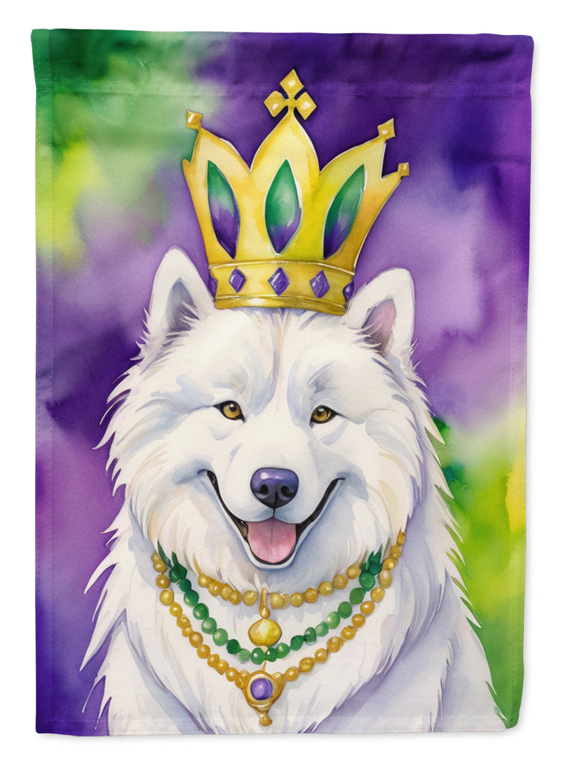 Samoyed King of Mardi Gras Garden Flag