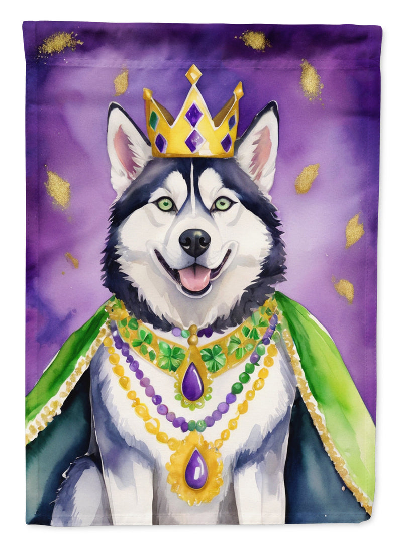 Siberian Husky King of Mardi Gras House Flag