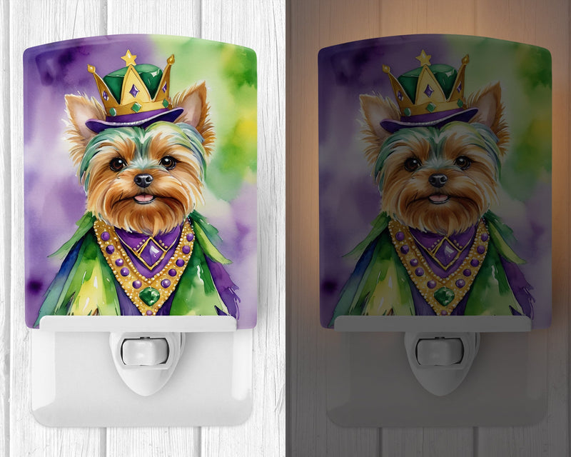 Yorkshire Terrier King of Mardi Gras Ceramic Night Light