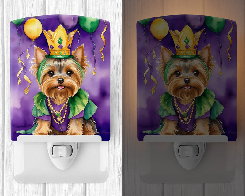 Yorkshire Terrier King of Mardi Gras Ceramic Night Light