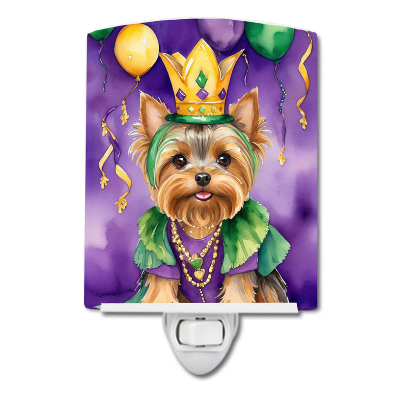 Yorkshire Terrier King of Mardi Gras Ceramic Night Light