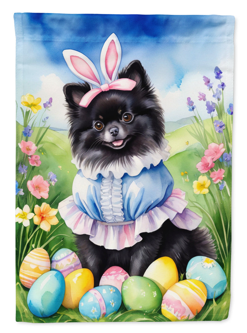 Pomeranian Easter Egg Hunt Garden Flag