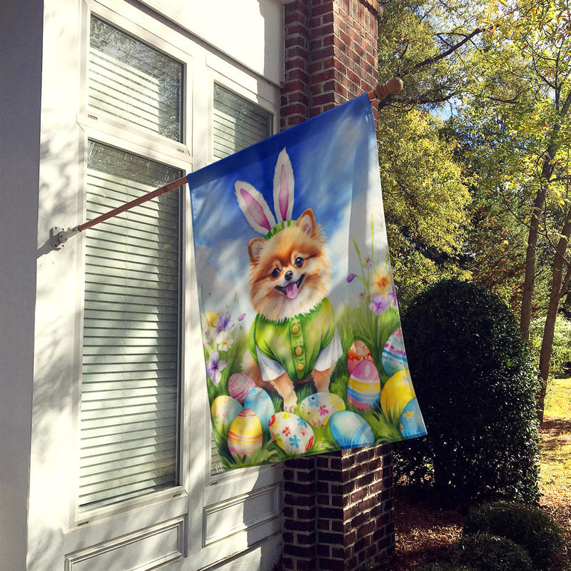 Pomeranian Easter Egg Hunt House Flag