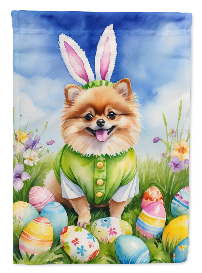 Pomeranian Easter Egg Hunt House Flag