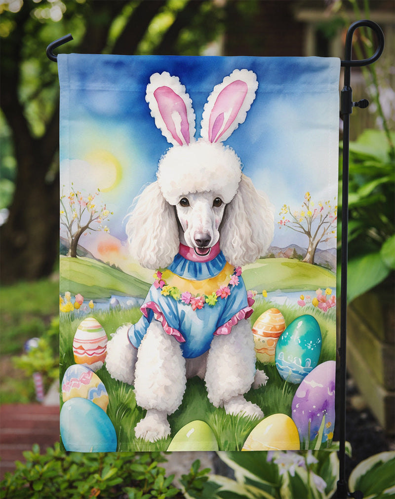 White Poodle Easter Egg Hunt Garden Flag