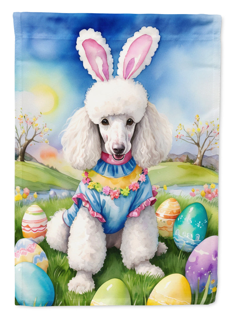 White Poodle Easter Egg Hunt Garden Flag