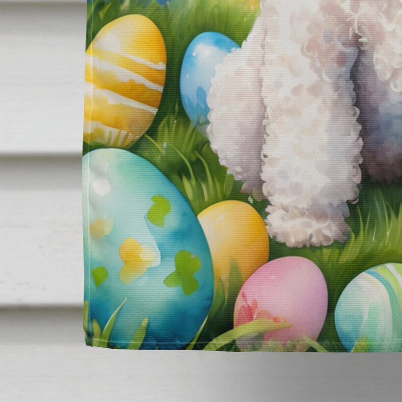 White Poodle Easter Egg Hunt House Flag