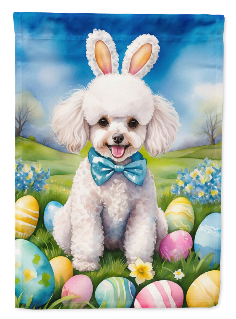 White Poodle Easter Egg Hunt House Flag