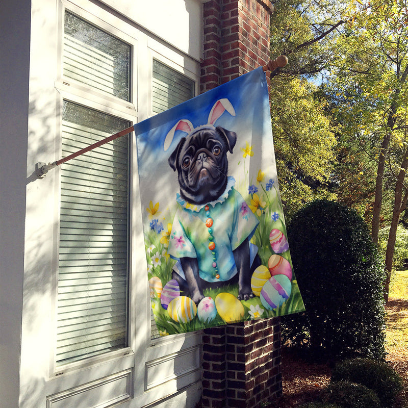 Pug Easter Egg Hunt House Flag