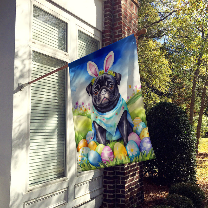 Pug Easter Egg Hunt House Flag