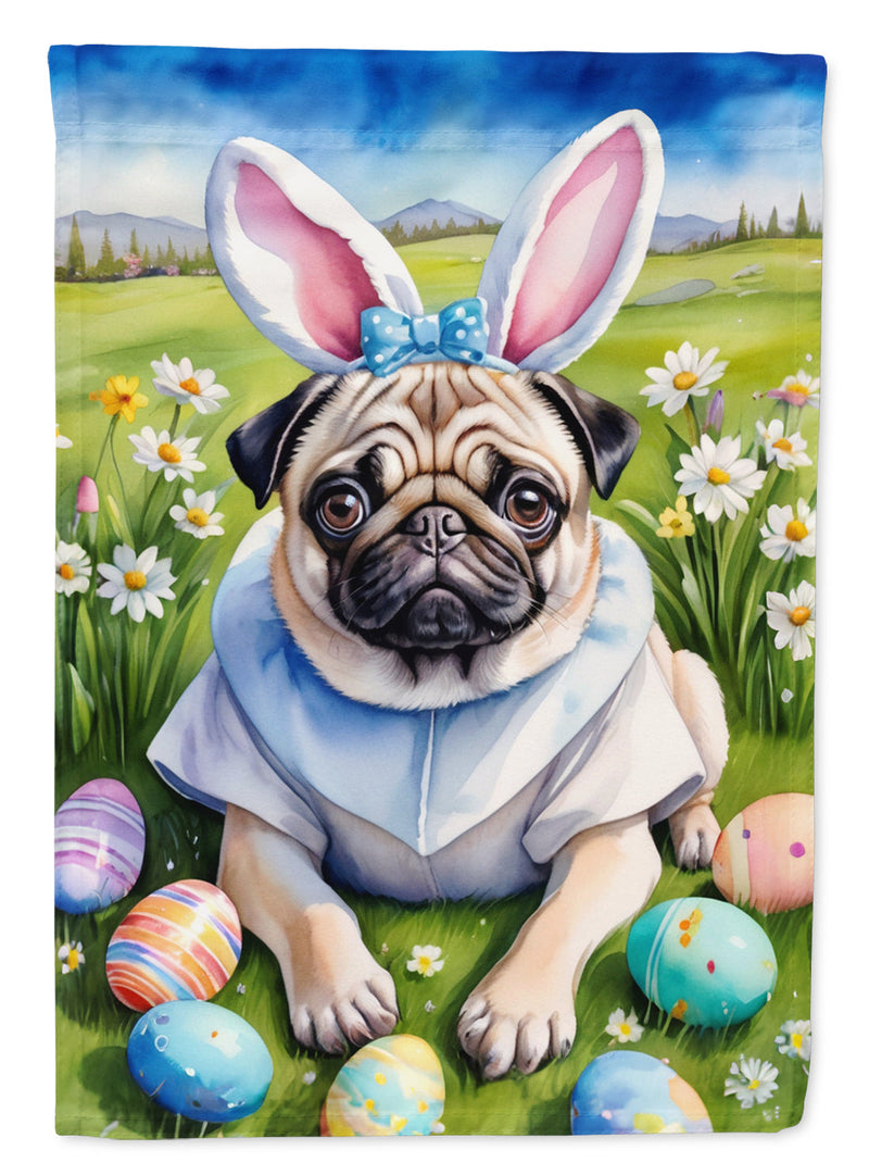 Pug Easter Egg Hunt House Flag