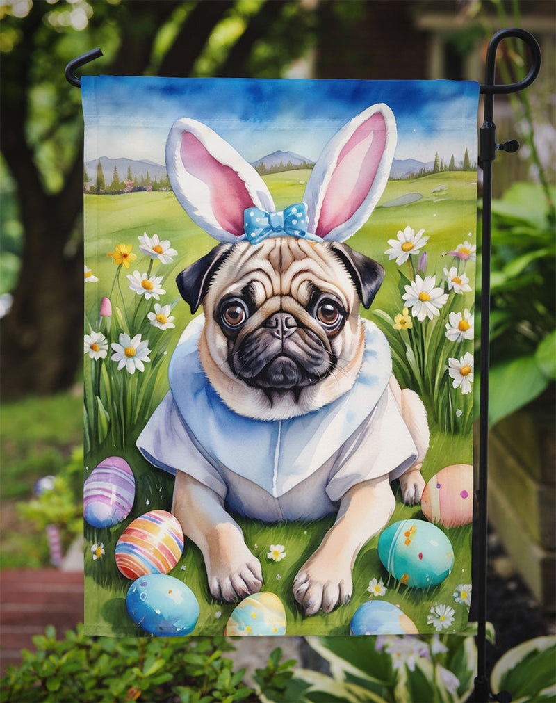 Pug Easter Egg Hunt Garden Flag