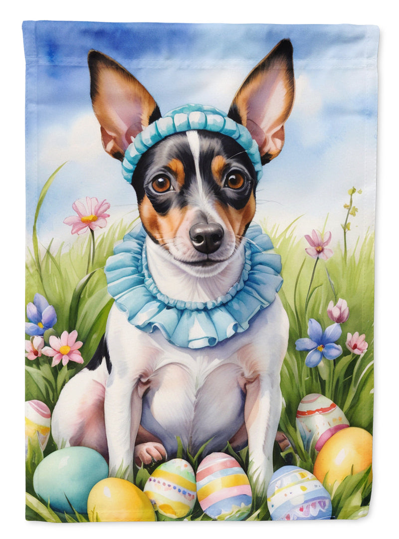 Rat Terrier Easter Egg Hunt Garden Flag